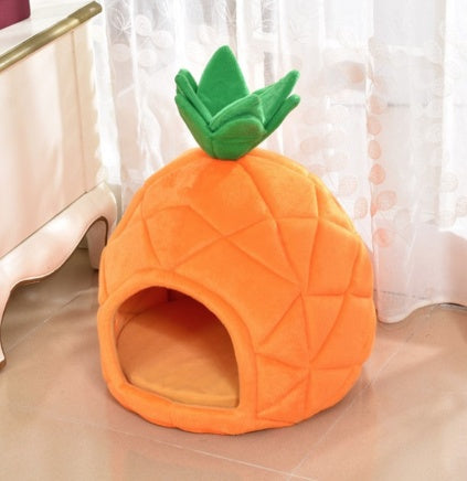 KFX-3883197 Cozy Cloth Pet Bed with Anti-Slip Options in Vibrant Orange and Fruit Designs