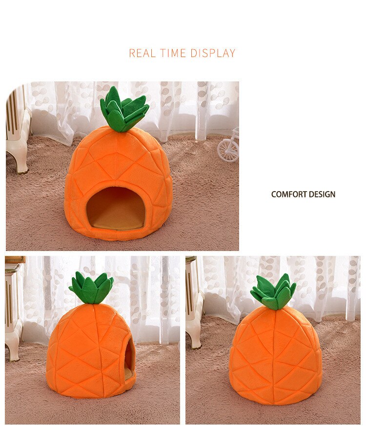 KFX-3883197 Cozy Cloth Pet Bed with Anti-Slip Options in Vibrant Orange and Fruit Designs