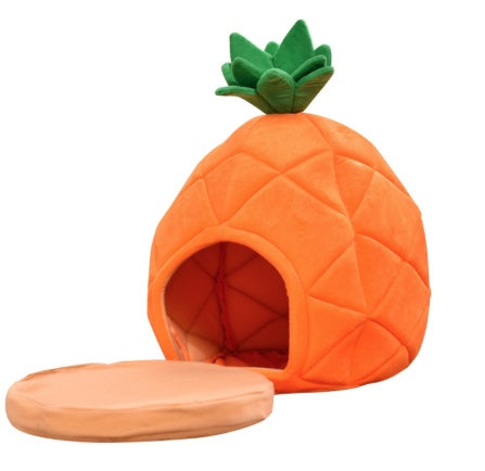 KFX-3883197 Cozy Cloth Pet Bed with Anti-Slip Options in Vibrant Orange and Fruit Designs