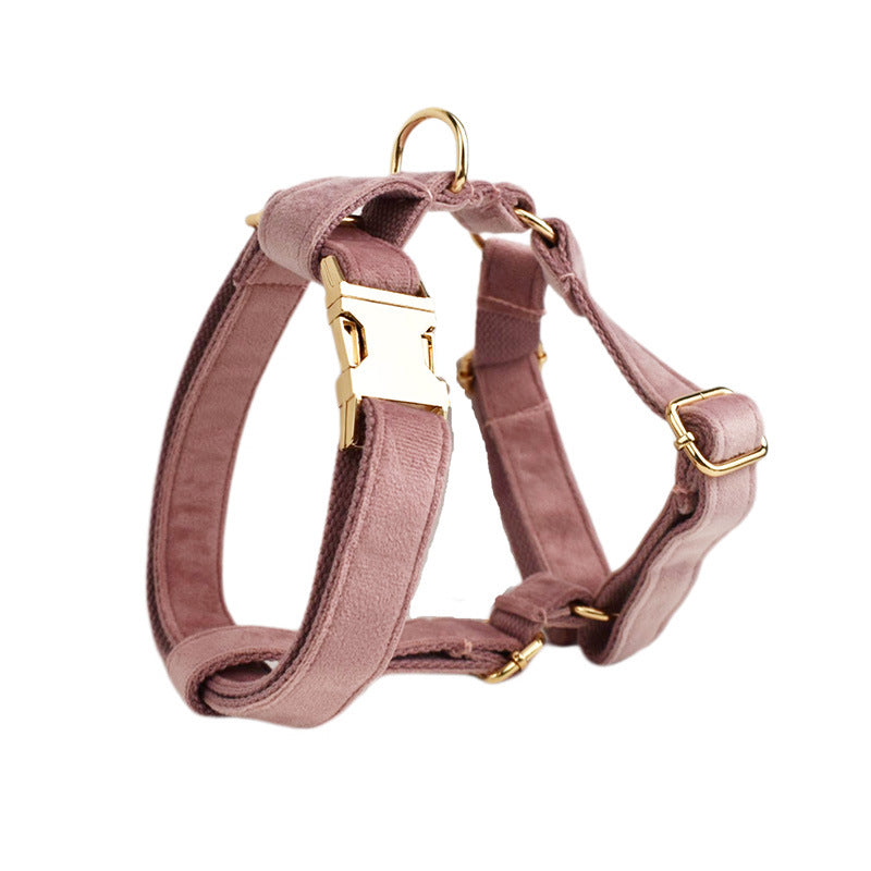 KFX-3884605 Light Purple Velvet Dog Collar with Bow and Floral Accessories for Pets