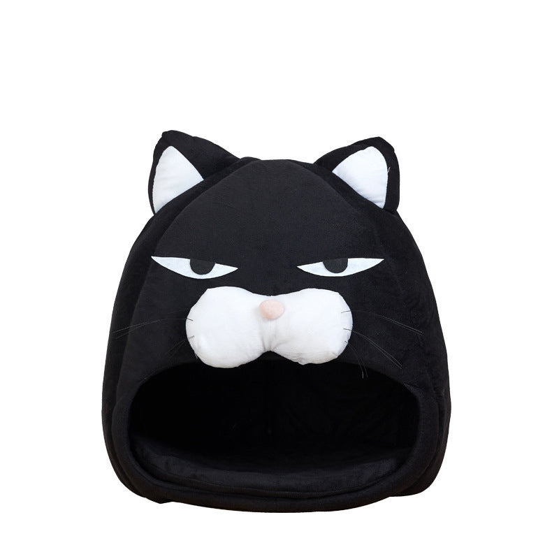KFX-3887165 Cozy Cat House Bed with Removable Litter Mat, Plush Nest for Small and Medium Pets