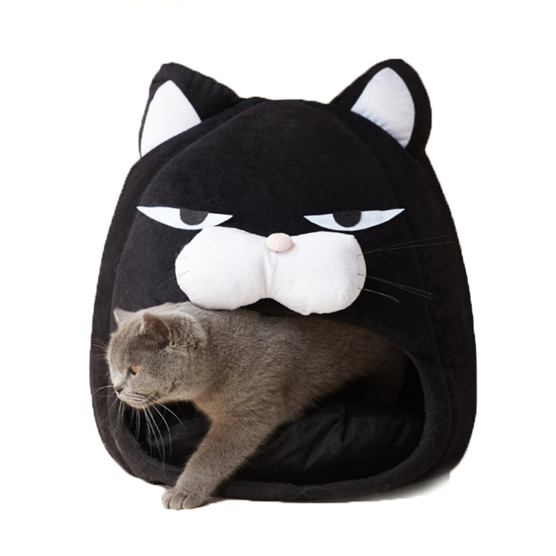 KFX-3887165 Cozy Cat House Bed with Removable Litter Mat, Plush Nest for Small and Medium Pets