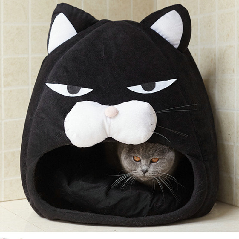 KFX-3887165 Cozy Cat House Bed with Removable Litter Mat, Plush Nest for Small and Medium Pets