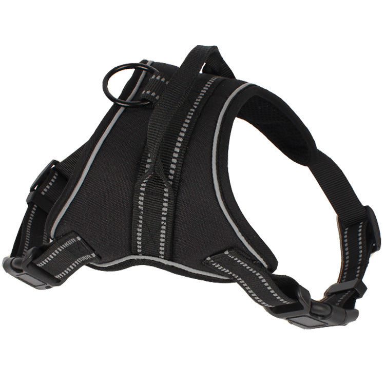 KFX-3888189 Adjustable Pet Harness for Medium to Large Dogs - Black, Orange, Green, with Chest Strap