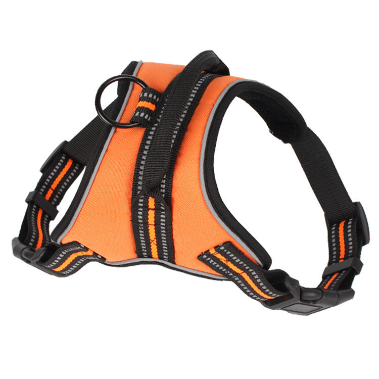 KFX-3888189 Adjustable Pet Harness for Medium to Large Dogs - Black, Orange, Green, with Chest Strap