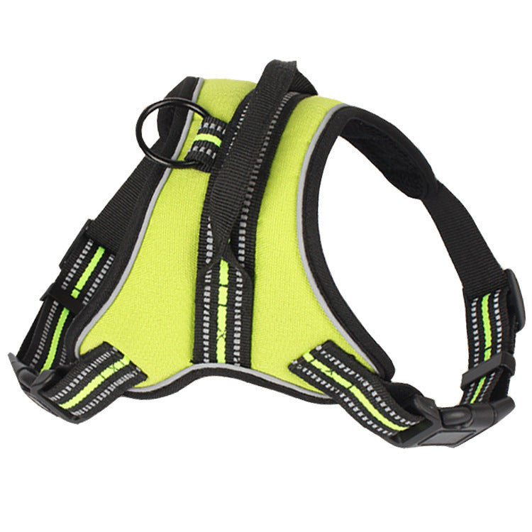 KFX-3888189 Adjustable Pet Harness for Medium to Large Dogs - Black, Orange, Green, with Chest Strap