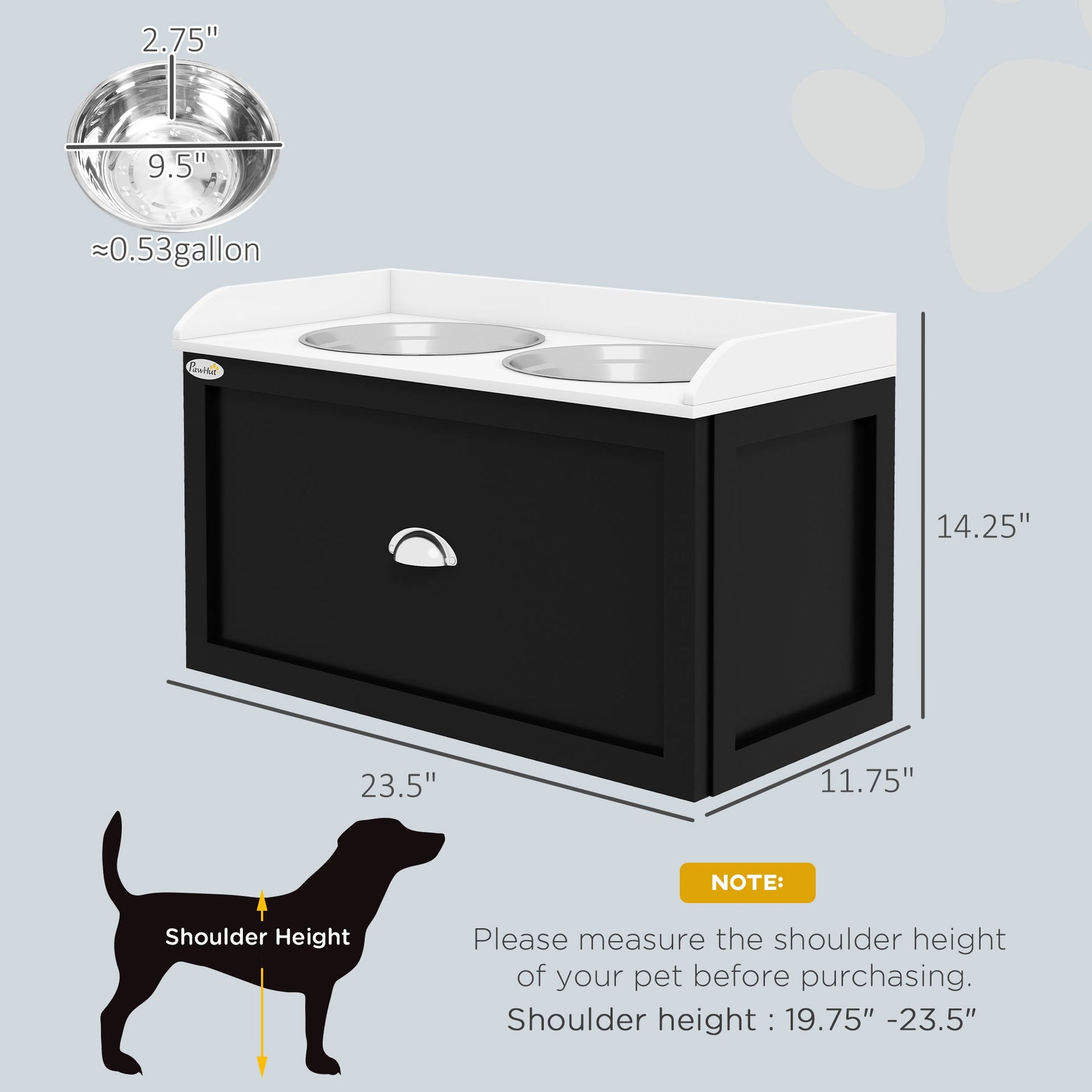 KFX-3889085 Elevated Pet Feeding Station with Storage for Large Dogs - Stainless Steel Bowls