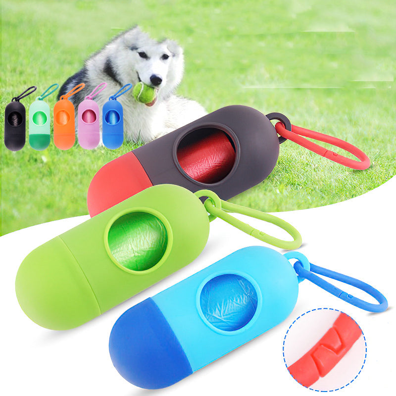 KFX-3890365 Portable Dog Waste Bag Dispenser with Adjustable Velcro Hook for Easy Carrying