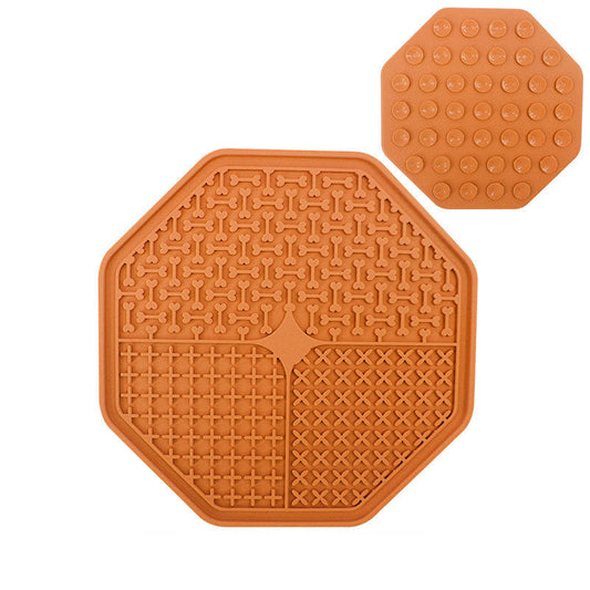 KFX-3890749 Silicone Pet Licking Mat with Suction Cup for Dogs and Cats - Octagonal Design in Multiple Colors