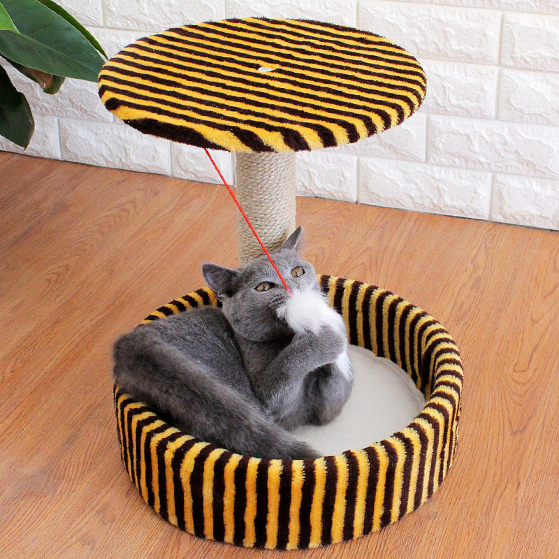 KFX-3892157 Cozy Small Cat Tree with Sisal Toy and Jumping Platform for Cats Up to 6kg