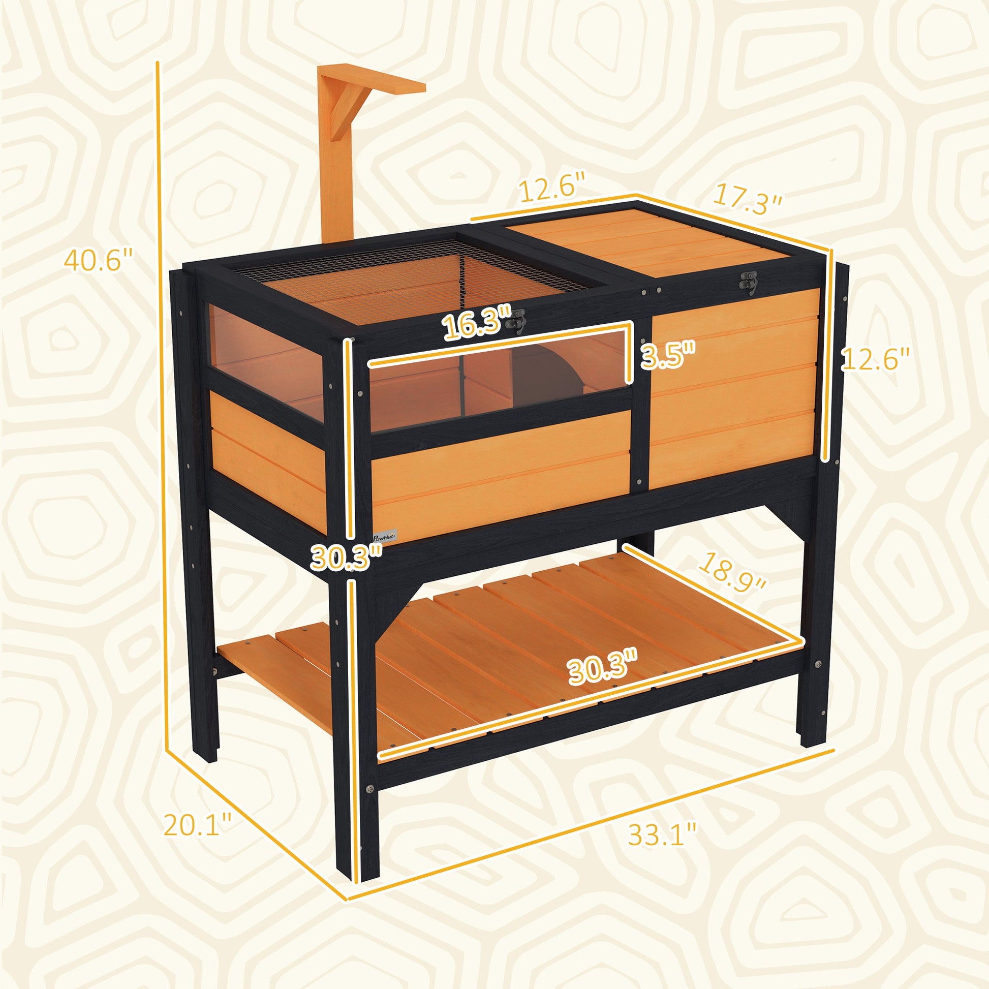 KFX-3892541 Indoor Tortoise Habitat with Shelf Storage and Weather Protection in Yellow