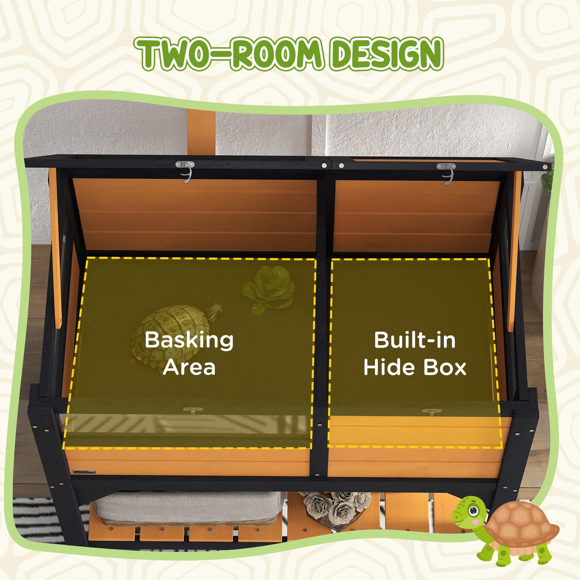 KFX-3892541 Indoor Tortoise Habitat with Shelf Storage and Weather Protection in Yellow