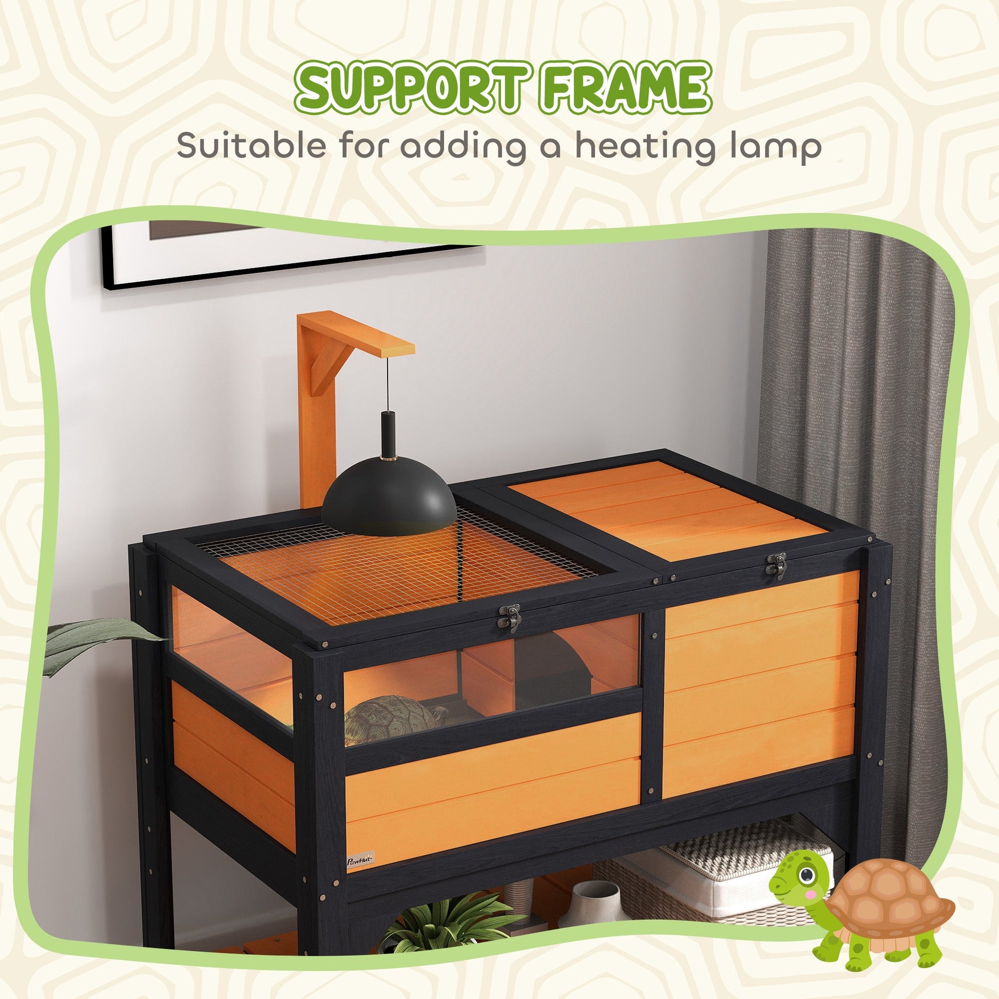 KFX-3892541 Indoor Tortoise Habitat with Shelf Storage and Weather Protection in Yellow