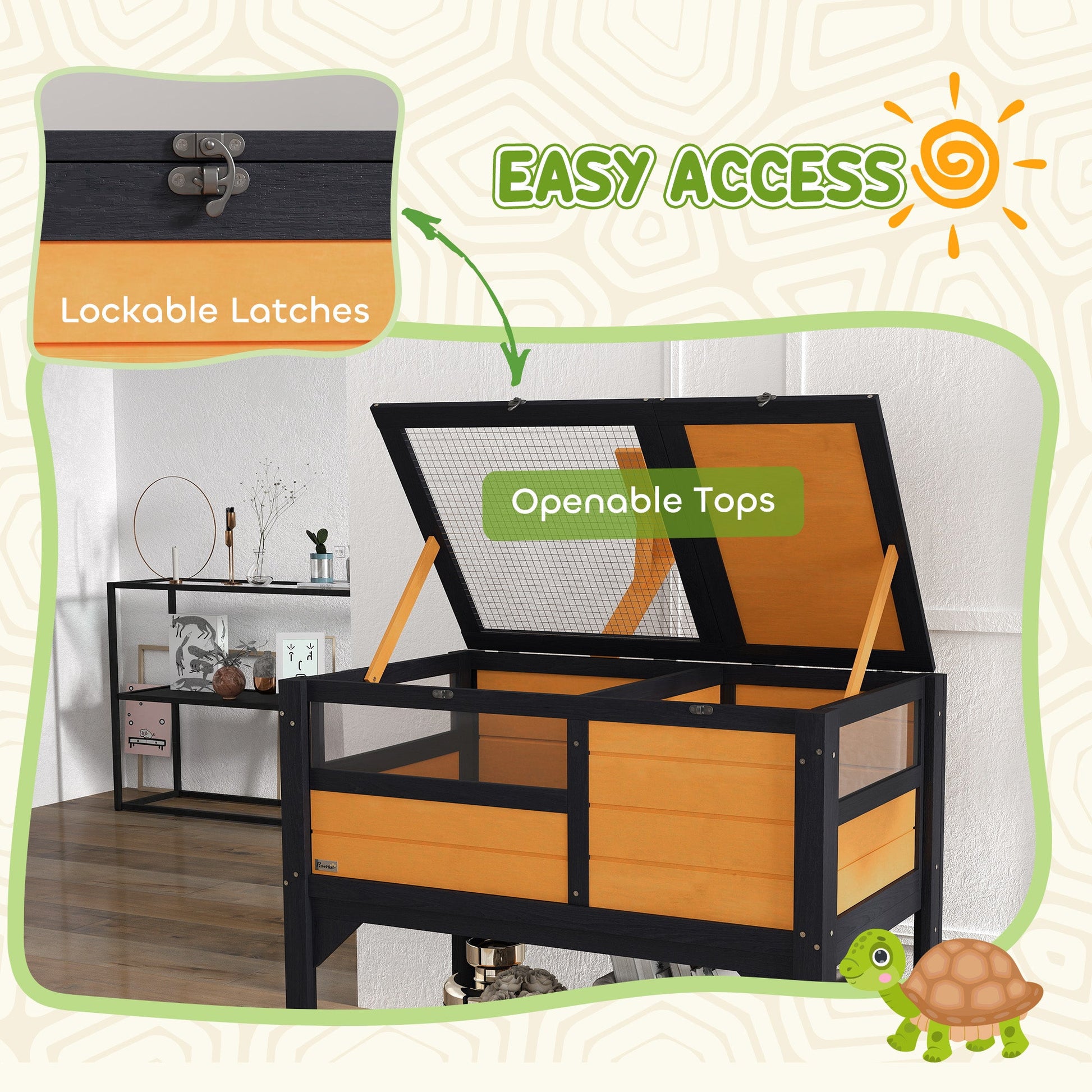 KFX-3892541 Indoor Tortoise Habitat with Shelf Storage and Weather Protection in Yellow