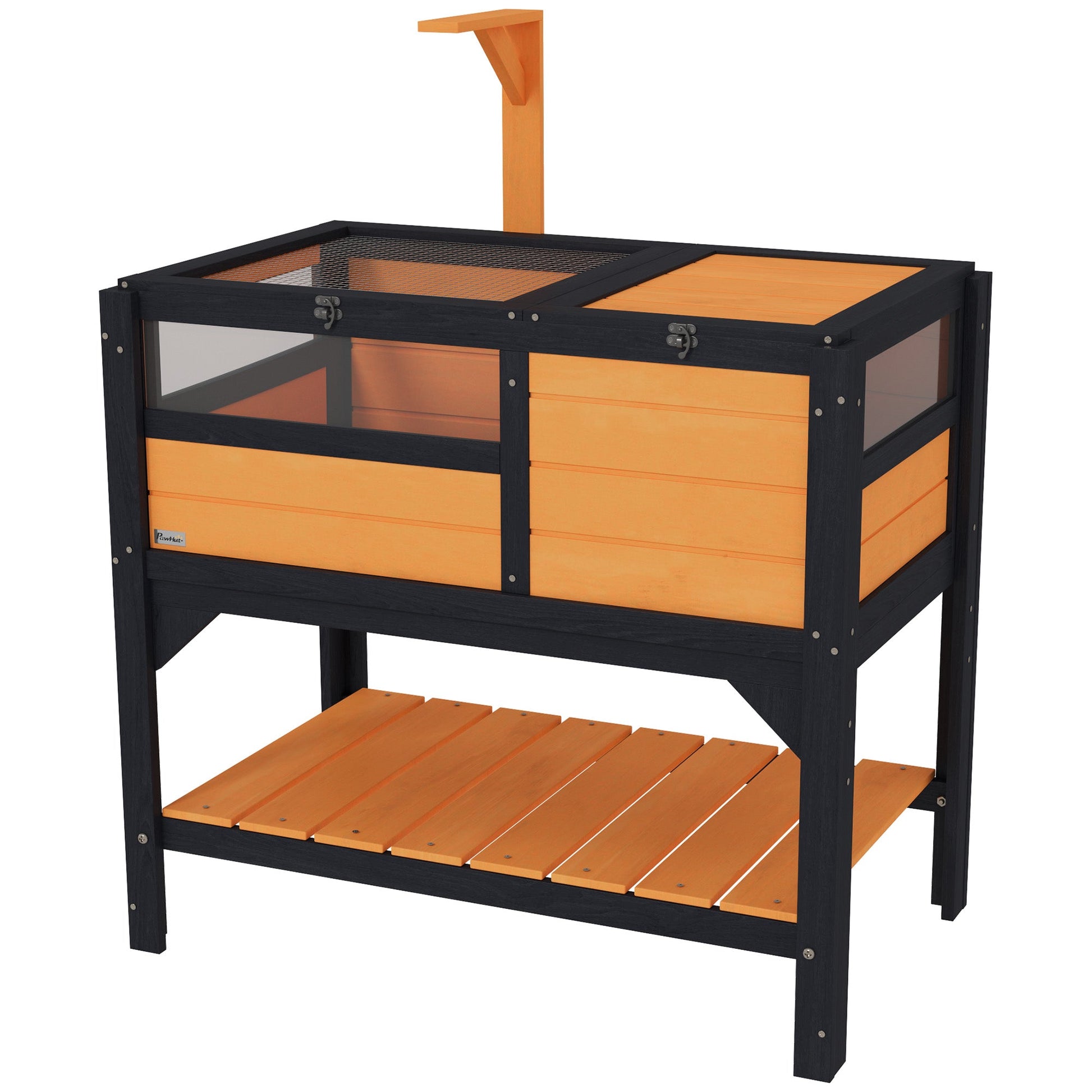 KFX-3892541 Indoor Tortoise Habitat with Shelf Storage and Weather Protection in Yellow