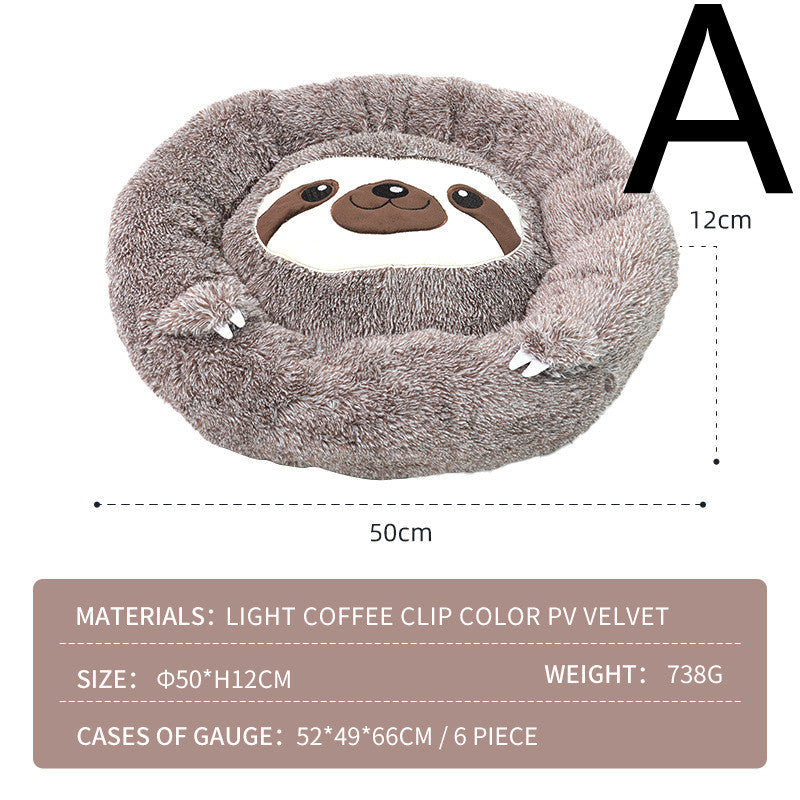 KFX-3892925 Sloth-Shaped Plush Pet Bed for Cozy Relaxation and Comfort