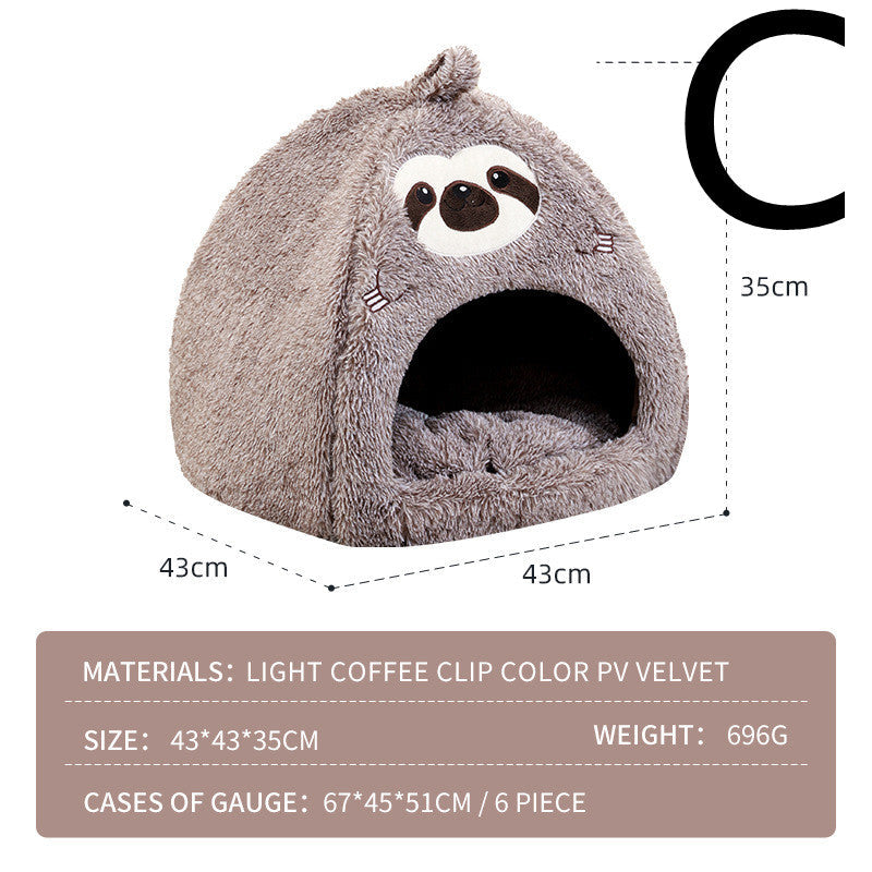 KFX-3892925 Sloth-Shaped Plush Pet Bed for Cozy Relaxation and Comfort