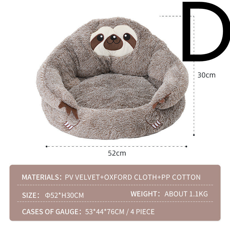 KFX-3892925 Sloth-Shaped Plush Pet Bed for Cozy Relaxation and Comfort