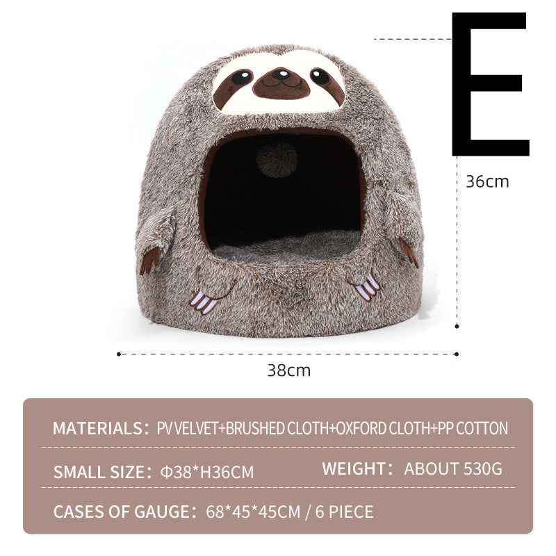 KFX-3892925 Sloth-Shaped Plush Pet Bed for Cozy Relaxation and Comfort