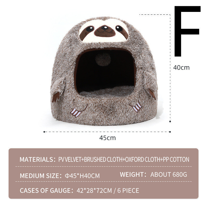 KFX-3892925 Sloth-Shaped Plush Pet Bed for Cozy Relaxation and Comfort