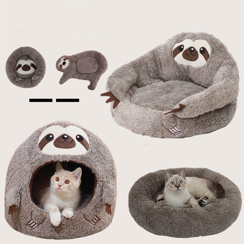KFX-3892925 Sloth-Shaped Plush Pet Bed for Cozy Relaxation and Comfort