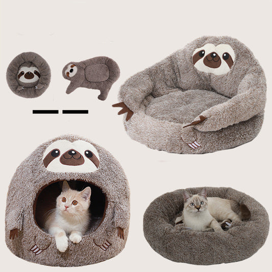 KFX-3892925 Sloth-Shaped Plush Pet Bed for Cozy Relaxation and Comfort