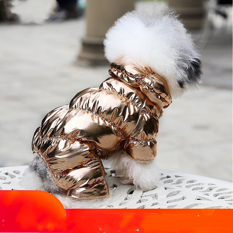 KFX-3893309 Pomeranian Bichon Casual Pet Clothes in Tyrant Gold and Sky Silver