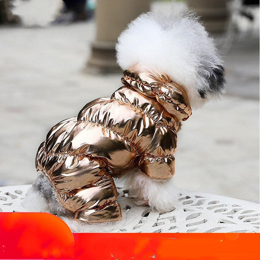 KFX-3893309 Pomeranian Bichon Casual Pet Clothes in Tyrant Gold and Sky Silver