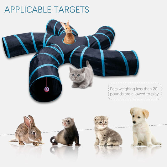KFX-3893949 Creative Tree Pattern Cat Tunnel - 150cm Polyester Cloth with Three Channels for Cats and Dogs