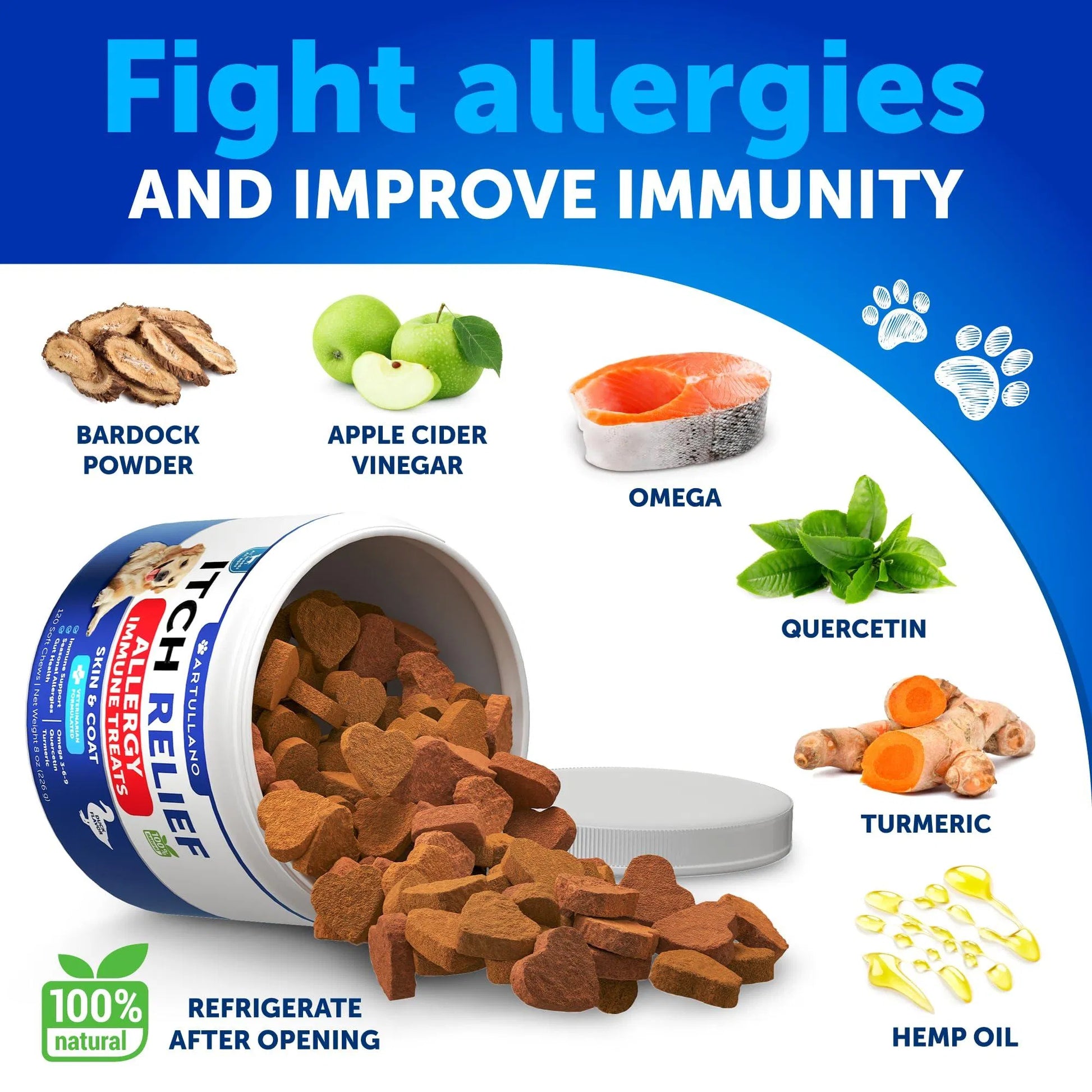 KFX-3894717 Dog Allergy Relief Chews for Itchy Skin and Seasonal Allergies, Fish Oil Formula, 120 Soft Treats for Immune and Skin Health