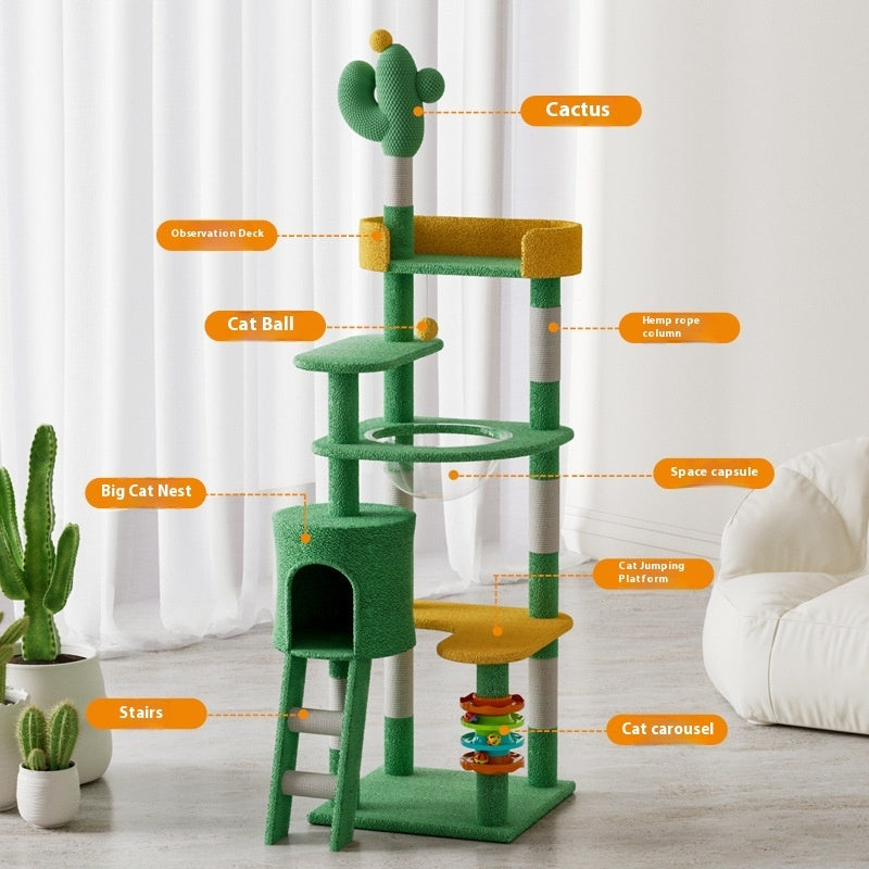 KFX-3897917 Large Pastoral Cactus Cat Climbing Frame in Durable Density Plate