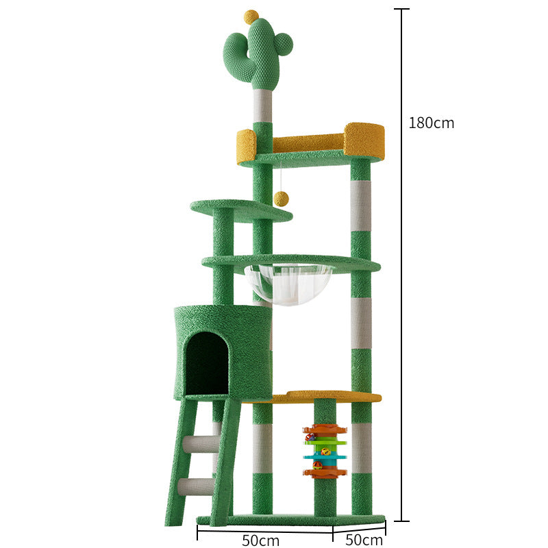 KFX-3897917 Large Pastoral Cactus Cat Climbing Frame in Durable Density Plate