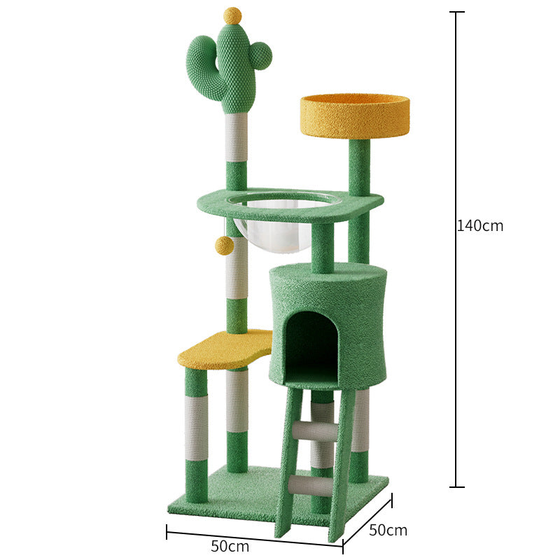 KFX-3897917 Large Pastoral Cactus Cat Climbing Frame in Durable Density Plate