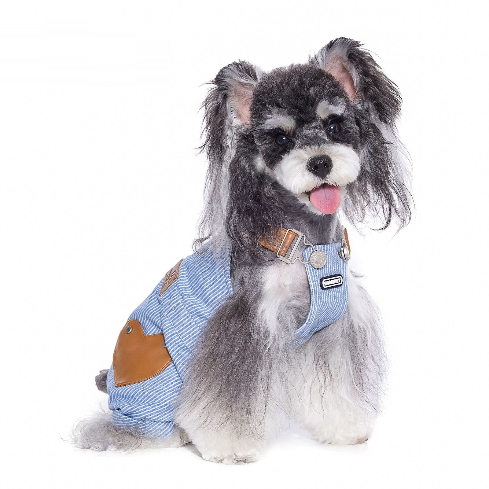 KFX-3902013 Denim Suspender Pants for Small Dogs - Stylish Blue Pet Clothing for Bichon & Schnauzer