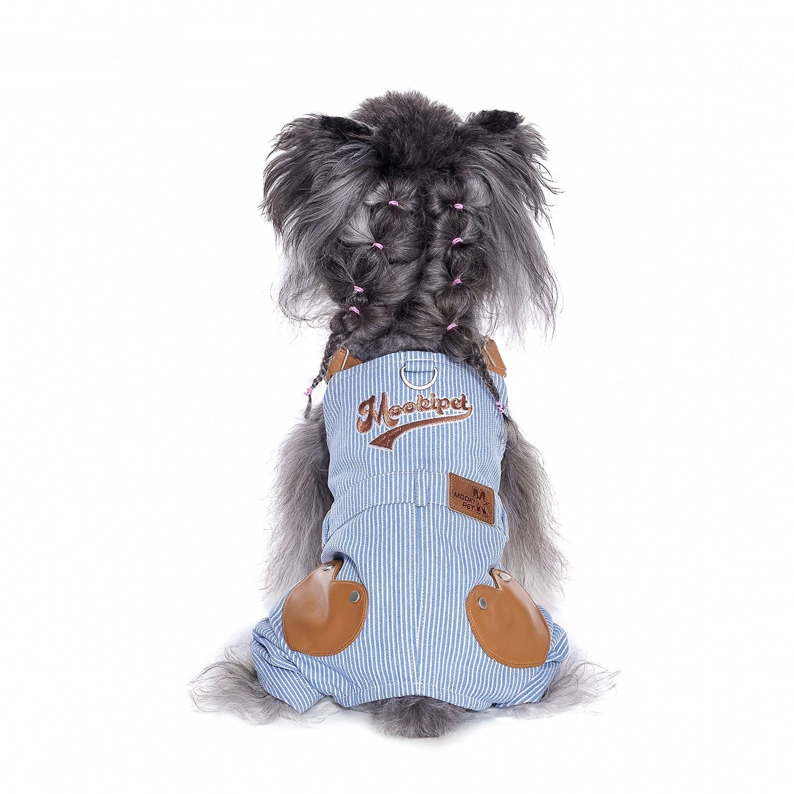 KFX-3902013 Denim Suspender Pants for Small Dogs - Stylish Blue Pet Clothing for Bichon & Schnauzer