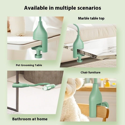 KFX-3902269 Pet Halter Hair Dryer Holder - Adjustable Brackets in White and Green