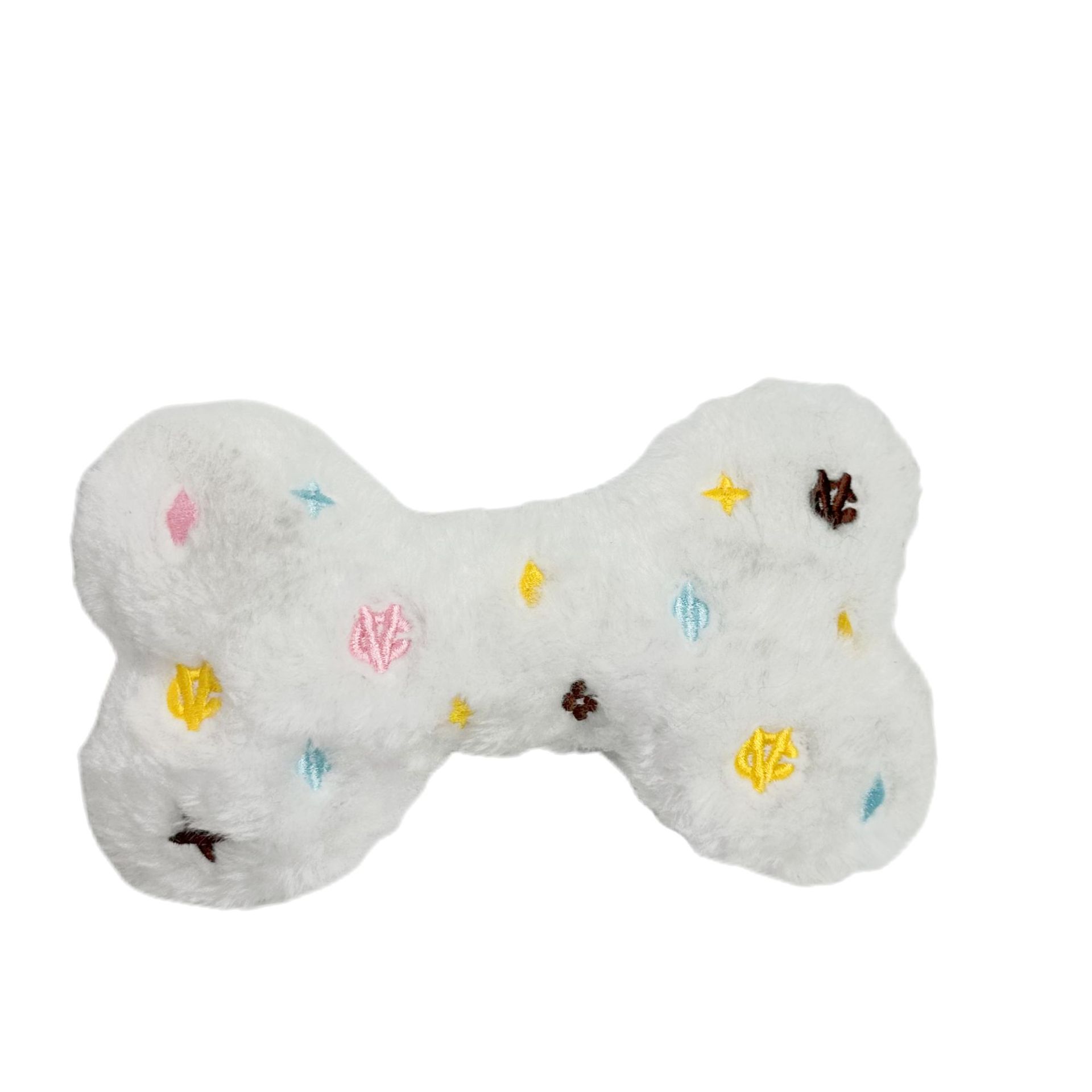 KFX-3902781 Chewy Vuiton White Bone Plush Dog Toy - 18x11cm Sound Toy for Pets
