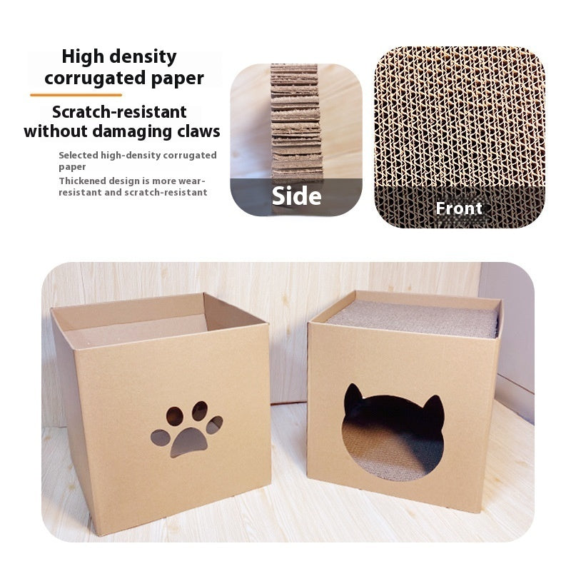 KFX-3904061 Vertical Cat Scratch Board in Pet Milk Carton Design - Durable Corrugated Paper, 30x30cm