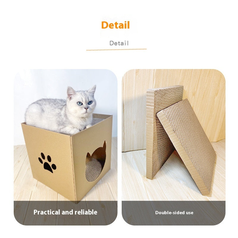 KFX-3904061 Vertical Cat Scratch Board in Pet Milk Carton Design - Durable Corrugated Paper, 30x30cm