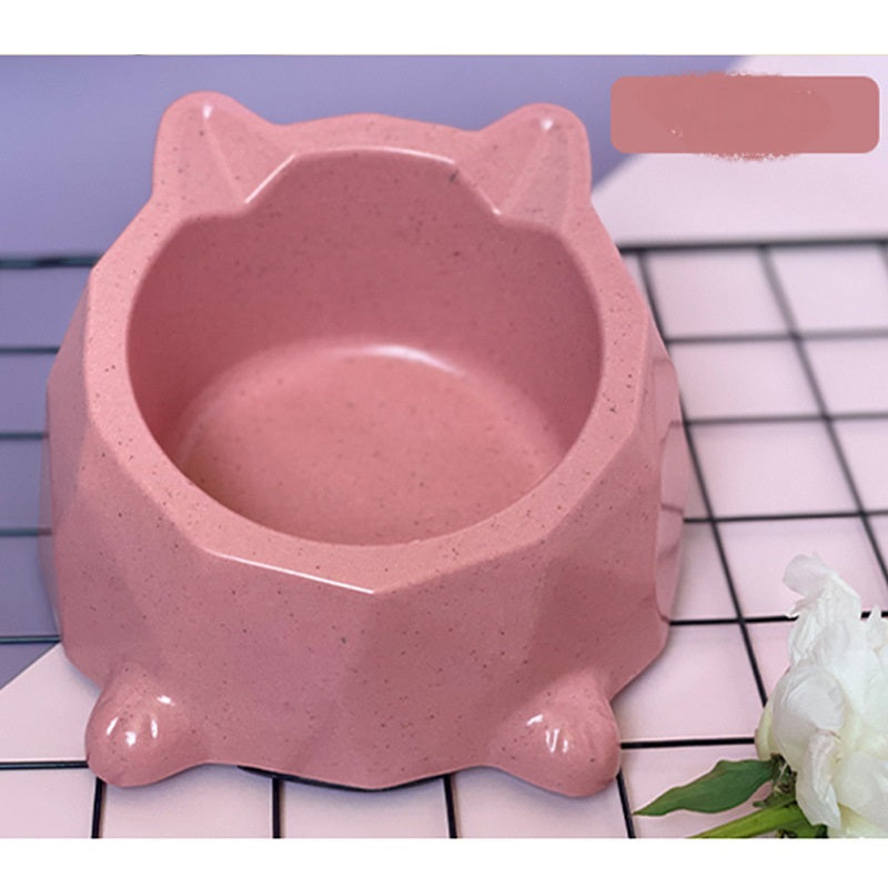 KFX-3906365 Bamboo Fiber Cat Tray with Anti-Slip Base and Bowl for Safe Feeding