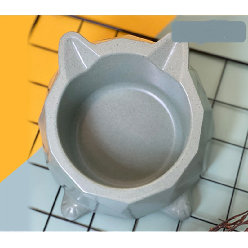 KFX-3906365 Bamboo Fiber Cat Tray with Anti-Slip Base and Bowl for Safe Feeding