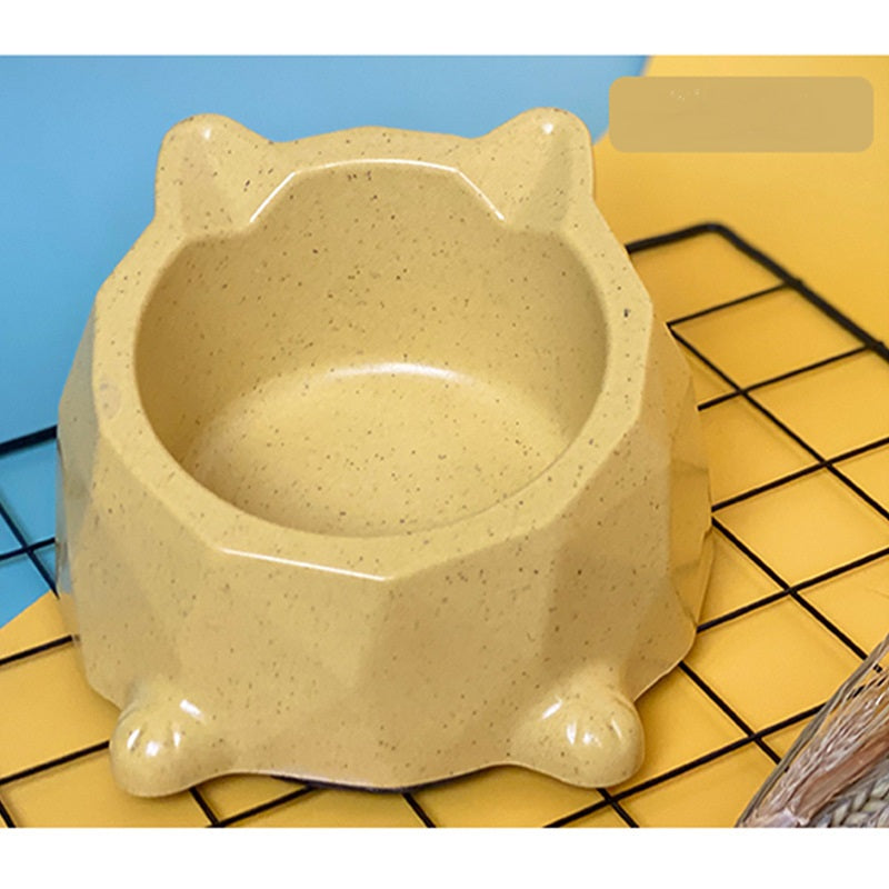 KFX-3906365 Bamboo Fiber Cat Tray with Anti-Slip Base and Bowl for Safe Feeding