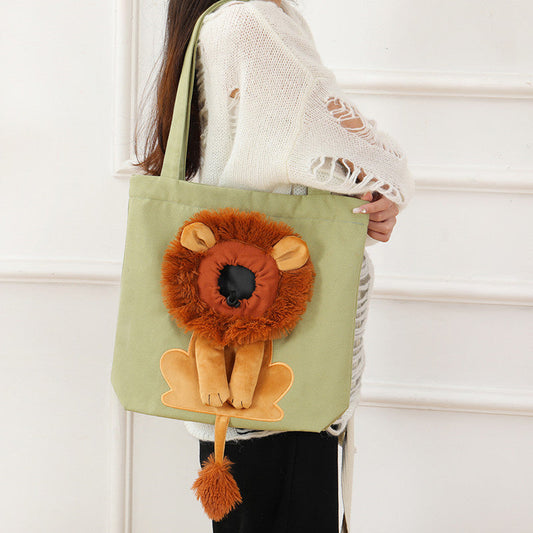 KFX-3906621 Lion Cub Shoulder Bag for Small Pets - 100% Cotton Canvas, Multiple Colors, Universal Fit for Pets Up to 3.5 kg