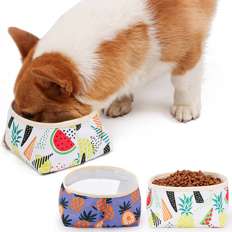 KFX-3910333 Foldable Waterproof Dog Food Bowl - Easy to Clean Polyester & PEVA, Portable for Pets