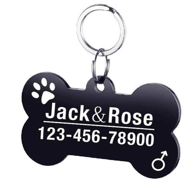 KFX-3911997 Personalized Stainless Steel Pet ID Tag with Natural Zircon Pendant