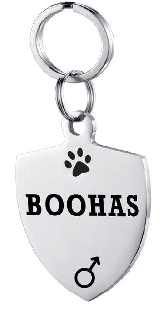 KFX-3911997 Personalized Stainless Steel Pet ID Tag with Natural Zircon Pendant
