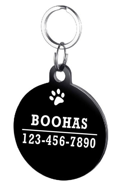 KFX-3911997 Personalized Stainless Steel Pet ID Tag with Natural Zircon Pendant