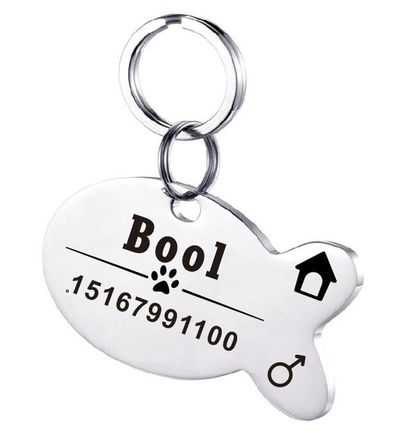 KFX-3911997 Personalized Stainless Steel Pet ID Tag with Natural Zircon Pendant