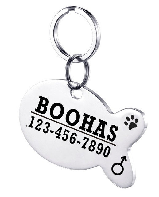 KFX-3911997 Personalized Stainless Steel Pet ID Tag with Natural Zircon Pendant