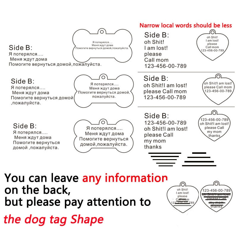 KFX-3911997 Personalized Stainless Steel Pet ID Tag with Natural Zircon Pendant
